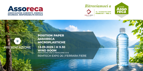 Assoreca - DISPONIBILI GLI ATTI DELL’EVENTO | Presentazione Position Paper Microplastiche – 18 settembre a RemTech Expo 2026 a Ferrara