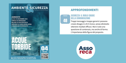 Assoreca - PUBBLICATO IL PRIMO ARTICOLO NATO DALLA COLLABORAZIONE TRA ASSORECA E LA RIVISTA AMBIENTE&SICUREZZA